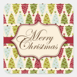 Weihnachtswaldsticker 2 quadratischer aufkleber