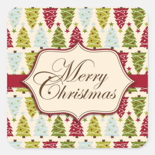 Weihnachtswaldsticker 2 quadratischer aufkleber (Vorderseite)