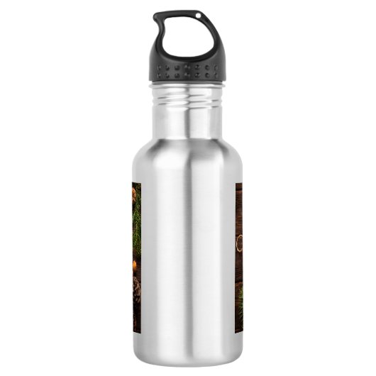 Weihnachtswaldszene Edelstahlflasche (Rückseite)