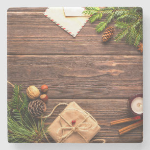 Weihnachtswaldszene Steinuntersetzer