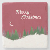 Weihnachtswaldszene Stone Untersetzer (Vorderseite)