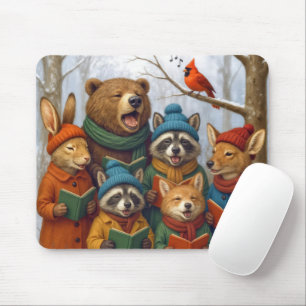 Weihnachtswaldtiere beim Singen von Weihnachtslied Mousepad