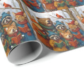 Weihnachtswaldtiere in Schneeflocken Geschenkpapier (Rolleneckpunkt)