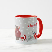 Weihnachtswaldtiere Jolly Elche Bärenname Tasse (VorderseiteRechts)