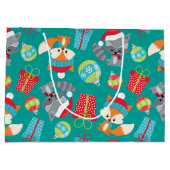 Weihnachtswaldtiere Muster Party Tasche Große Geschenktüte (Rückseite)
