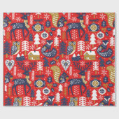 Weihnachtswaldtiere, skandinavischer Stil Geschenkpapier (Flach)