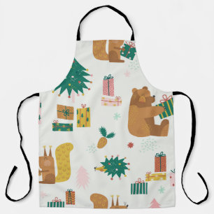 Weihnachtswaldtiere: Vintage Tiere Schürze