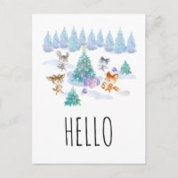 Weihnachtswaldtiere Wasserfarbe Hallo
