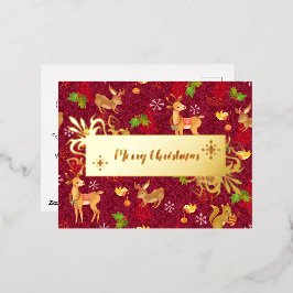 Weihnachtswaldwein. Personalisiert.Gold. Folien Feiertagspostkarte