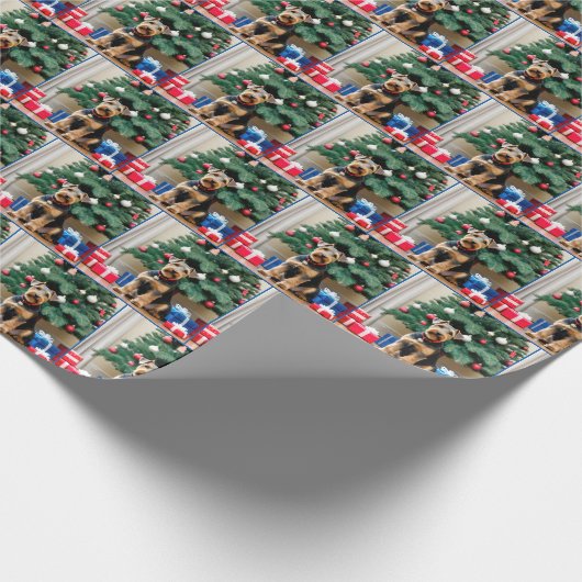 Weihnachtswalisische Terrasse mit Geschenken Geschenkpapier (Ecke)