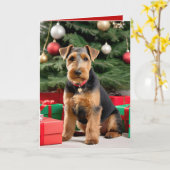 Weihnachtswalisische Terrier am Baum Karte (Gelbe Blume)