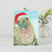 Weihnachtswalroß Feiertagskarte (Stehend Vorderseite)