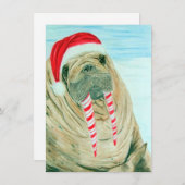 Weihnachtswalroß Feiertagskarte (Vorne/Hinten)