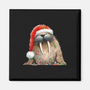 Weihnachtswalross Fluffig Lustig Winter Süß Walros Magnet