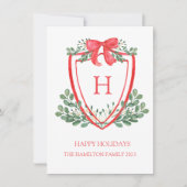 WeihnachtsWappen Monogram-Foto Feiertagskarte (Vorderseite)