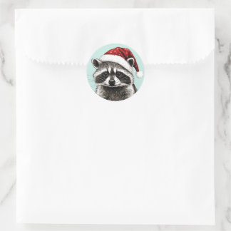 WEIHNACHTSWASCHBÄR MIT SANTAMÜTZE AUFLABER RUNDER AUFKLEBER