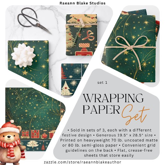 Weihnachtswaschpapier - Flachblatt Set 1 Geschenkpapier Set