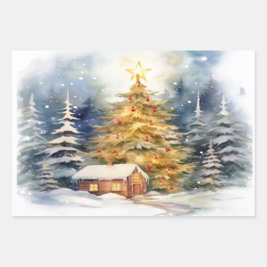 Weihnachtswaschpapier - Flachblatt Set 4 Geschenkpapier Set (Vorderseite)