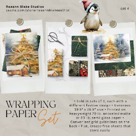 Weihnachtswaschpapier - Flachblatt Set 4 Geschenkpapier Set