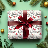 Weihnachtswaschpapier mit Berbereien vom Roten Win Geschenkpapier