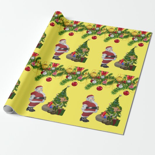 Weihnachtswaschpapier Santa Geschenkpapier (Ungerollt)