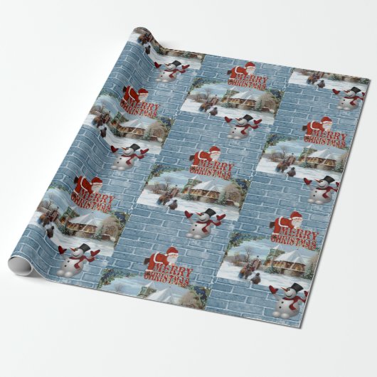 Weihnachtswaschpapier Santa Geschenkpapier (Ungerollt)