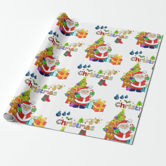 Weihnachtswaschpapier Santa Geschenkpapier (Ungerollt)