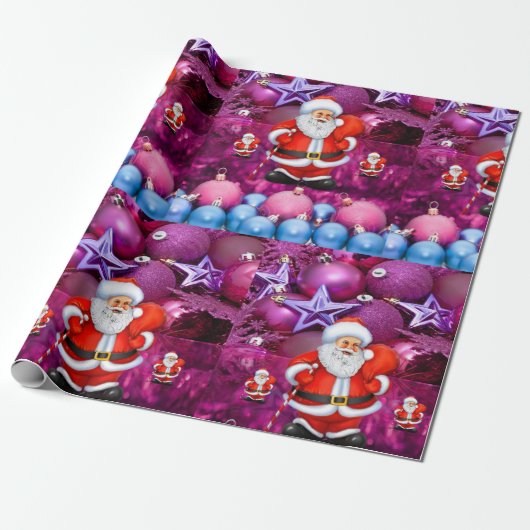 Weihnachtswaschpapier Santa Lila Geschenkpapier (Ungerollt)
