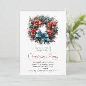Weihnachtswasser-Kranz mit Holly-Party Einladung (Stehend Vorderseite)