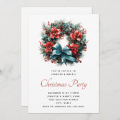 Weihnachtswasser-Kranz mit Holly-Party Einladung (Vorne/Hinten)