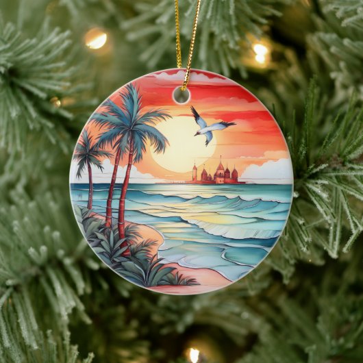 Weihnachtswasserbadezene Keramik Ornament (Baum)