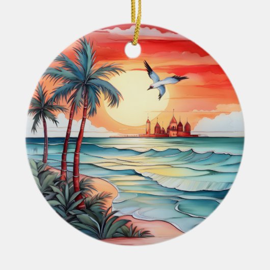 Weihnachtswasserbadezene Keramik Ornament (Vorne)