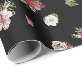 Weihnachtswasserfarbe Blume Schwarz Geschenkpapier (Rolleneckpunkt)