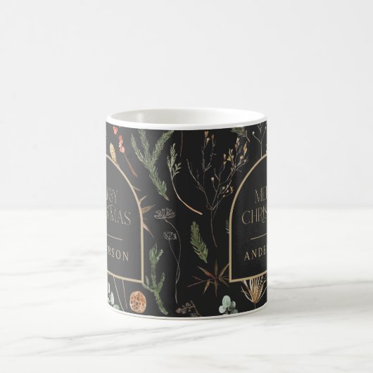 Weihnachtswasserfarbe botanische florale Schwarz M Kaffeetasse (Mittel)