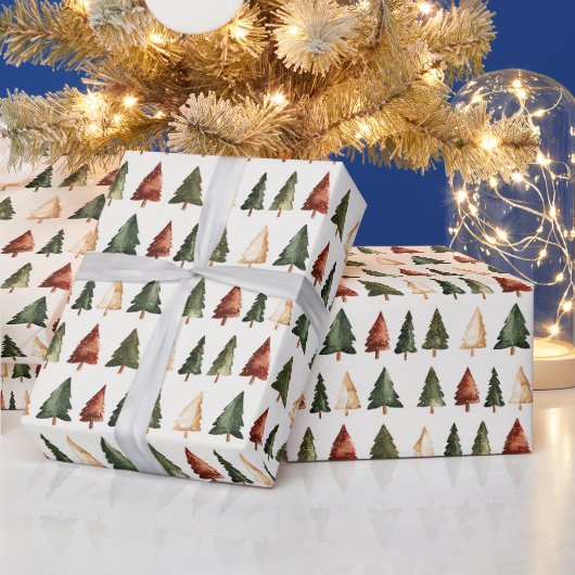 Weihnachtswasserfarbe-Christusbäume  Geschenkpapier (Feiertage)
