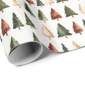 Weihnachtswasserfarbe-Christusbäume  Geschenkpapier (Rolleneckpunkt)