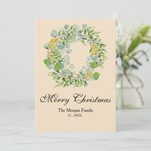 Weihnachtswasserfarbe Feiertagskarte (Stehend Vorderseite)