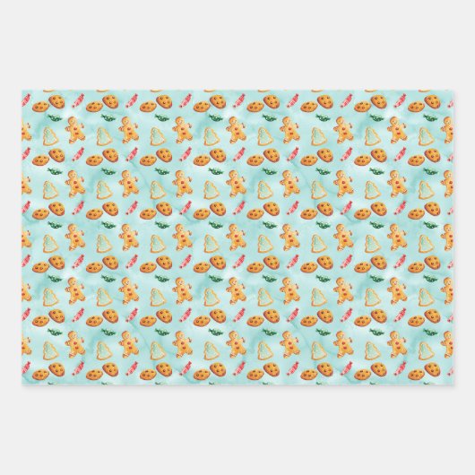 Weihnachtswasserfarbe Festmuster Geschenkpapier Set (Vorderseite 2)