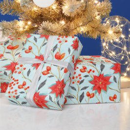 Weihnachtswasserfarbe florale poinsetta Party Pack Geschenkpapier
