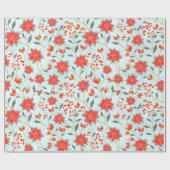 Weihnachtswasserfarbe florale poinsetta Party Pack Geschenkpapier (Flach)