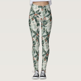 Weihnachtswasserfarbe Heilige Blume und Berries Leggings
