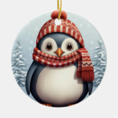 Weihnachtswasserfarbe hinzufügen Nachricht Pinguin Keramik Ornament (Vorne)