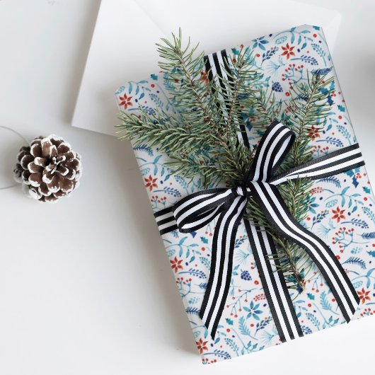 Weihnachtswasserfarbe Holly Foliage Muster Geschenkpapier