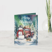 Weihnachtswasserfarbe Land Truck Feiertagskarte (Vorderseite)