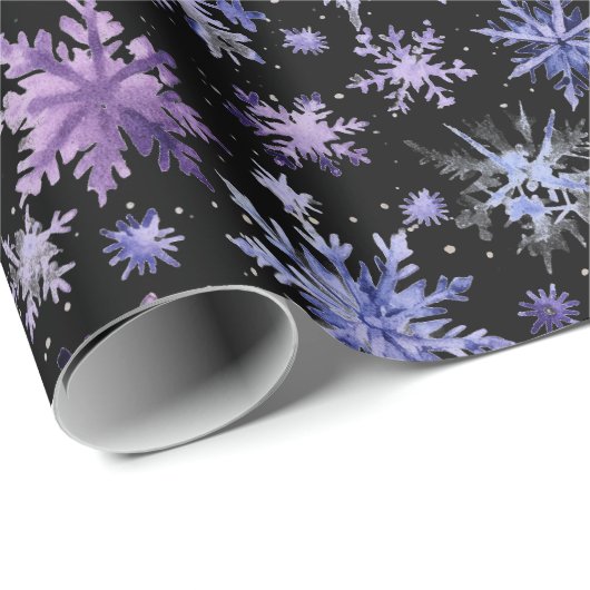 Weihnachtswasserfarbe lila Schneeflocken Geschenkpapier (Rolleneckpunkt)
