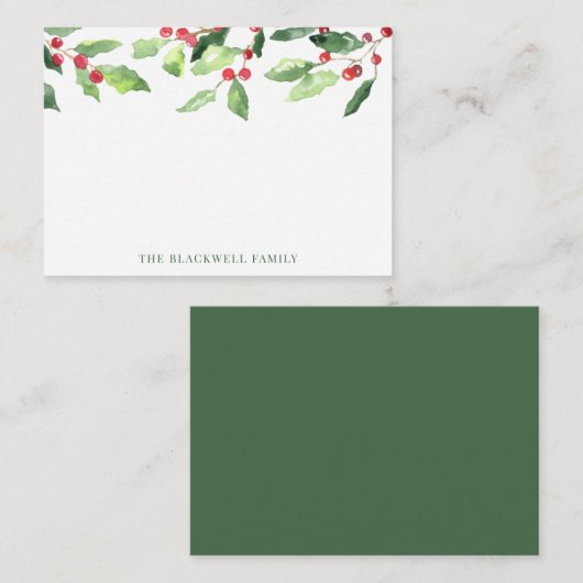 Weihnachtswasserfarbe Mistletoe Familienname Mitteilungskarte (Vorne/Hinten)