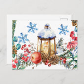 Weihnachtswasserfarbe Naturwald Collage Postkarte (Vorne/Hinten)