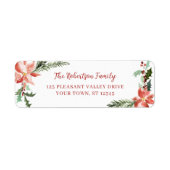 Weihnachtswasserfarbe Poinsettia Rücksendeadresse (Vorne)