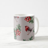 Weihnachtswasserfarbe Robin Birds Muster Kaffeetasse (VorderseiteRechts)
