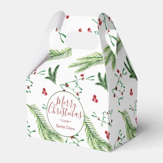 Weihnachtswasserfarbe Rot und Grün Botanicals Geschenkschachtel (Rückseite)